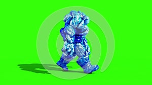 Ice Monster Walkcycle Side Green Screen 3D Rendering Animation