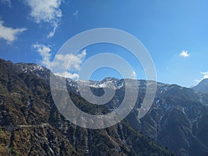 Ice on the mountain with awesome weather photo