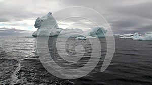 Ice movement icebergs of global warming floats in ocean of Antarctica.