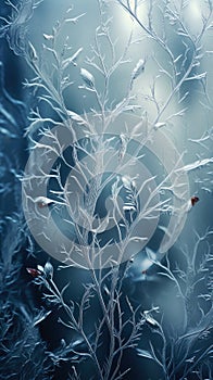 Ice pattern on the frozen window. Frosty beautiful natural winter background