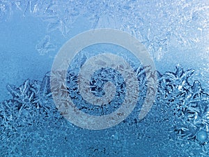 Ice patterns on winter glass