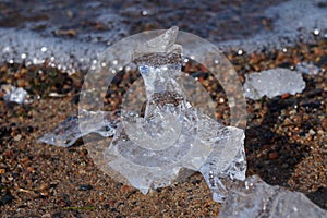 Ice pieces on the beach photo
