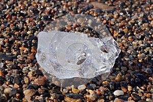 Ice pieces on the beach photo