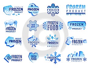 Ice product logo. Frozen food business identity blue vector cold graphic elements