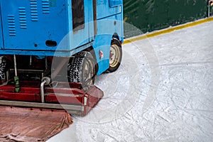 ice rink cleaning machine close up