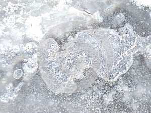 Ice on the river with beautiful patterns