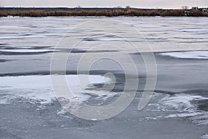 Ice on river in early spring. Early spring