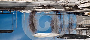 Ice on the river thaws