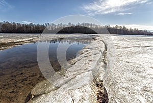 Ice by River in Umea, Sweden