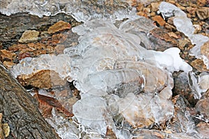 Ice by a river in winter
