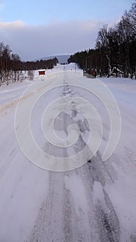 Ice road to Are Valadalen in Jamtland in Sweden