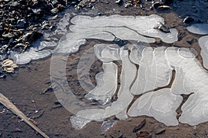 Ice on the road in the Winter