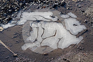 Ice on the road in the Winter