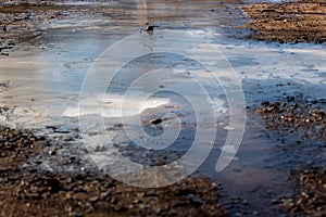 Ice on the road in the Winter