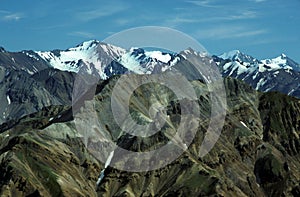 Ice, rocks and mountains