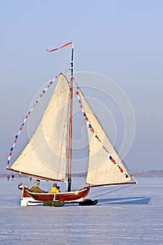 Ice sailing on a cold winterday