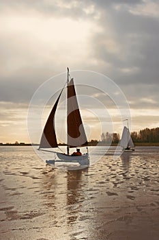 Ice sailing on the Gouwzee in the Netherlands