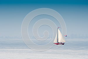 Ice sailing in the Netherlands