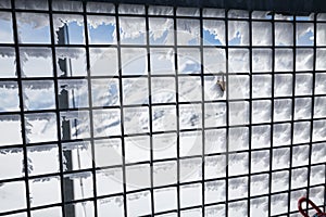 Ice on screen mesh window background