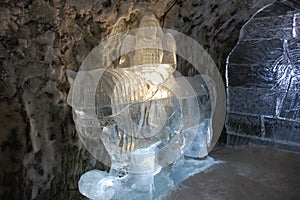 Ice sculpture at underground permafrost museum at Yakutsk Russia photo