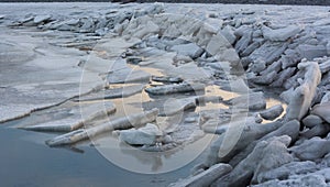 Ice Sheets Pushed Up on Shore