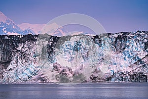 The ice shelf slid down on the lake. It looks like an explosion.