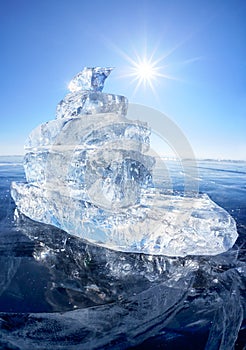 Ice ship on winter Baical