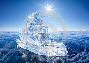 Ice ship on winter Baical