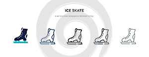 Ice skate icon in different style vector illustration. two colored and black ice skate vector icons designed in filled, outline,