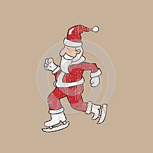 Ice skate Santa stamp