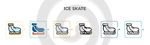 Ice skate vector icon in 6 different modern styles. Black, two colored ice skate icons designed in filled, outline, line and