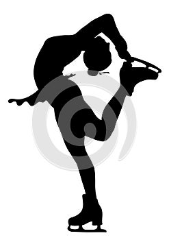 Ice skater silhouette -isolated girl