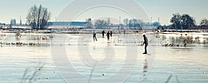 Frozen floodplains in the Netherlands during winter photo