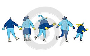 Ice skaters. Vector person on the rink