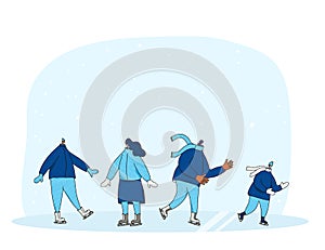 Ice skaters. Vector person on the rink