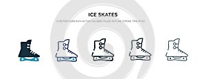 Ice skates icon in different style vector illustration. two colored and black ice skates vector icons designed in filled, outline