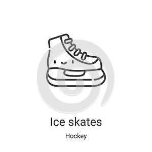 ice skates icon vector from hockey collection. Thin line ice skates outline icon vector illustration. Linear symbol for use on web