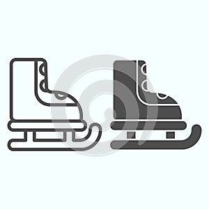 Ice skates line and solid icon. Winter sports activity item. Christmas vector design concept, outline style pictogram on