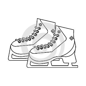 Ice skates sport equiment black and white