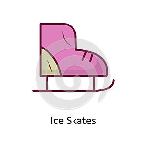 Ice Skates vector Fill outline Icon Design illustration. Holiday Symbol on White background EPS 10 File