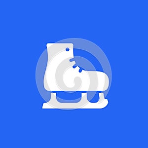 Ice skates vector solid icon on blue