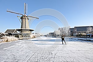 Ice skating in the countryside from