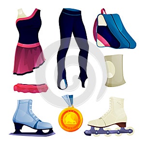 Ice skating or figure skating equipment set