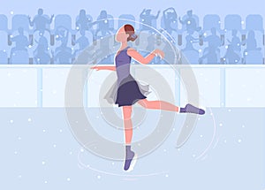 Ice skating flat color vector illustration