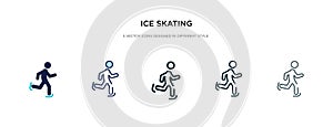 Ice skating icon in different style vector illustration. two colored and black ice skating vector icons designed in filled,