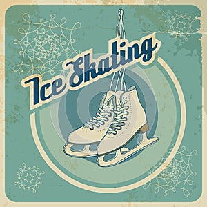 Ice skating retro card photo