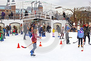 Ice skating in face of the Rijksmuseum, Amsterdam