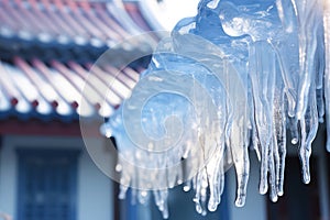 Ice snow background roof transparent cold winter seasonal white nature frost icicle weather water