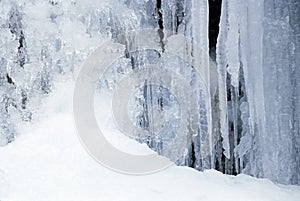 Ice and snow cave in Winter Berkshire hills Massachusetts