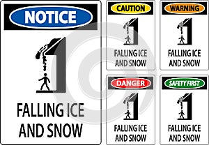 Ice and Snow Warning Sign Caution - Falling Ice And Snow Sign